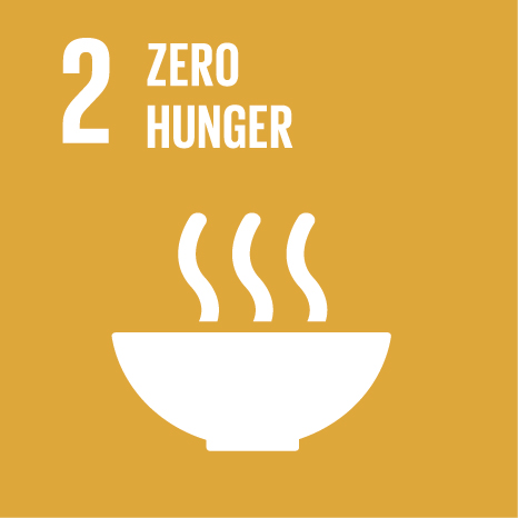 Icon and Link to the United Nations sustainable development goal page for zero hunger