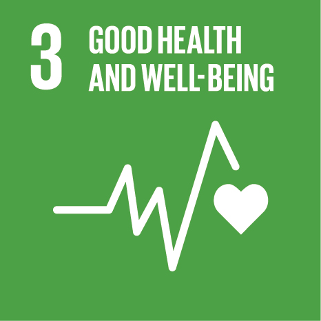 Icon and Link to the United Nations sustainable development goal page for Good Health and Well-being