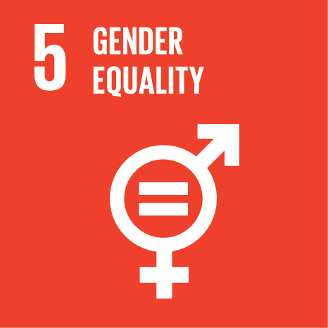 Icon and Link to the United Nations sustainable development goal page for Gender Equality