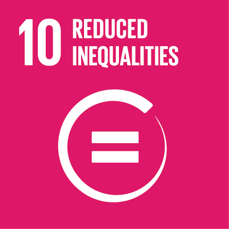 Icon and Link to the United Nations sustainable development goal page for Reduce Inequalities