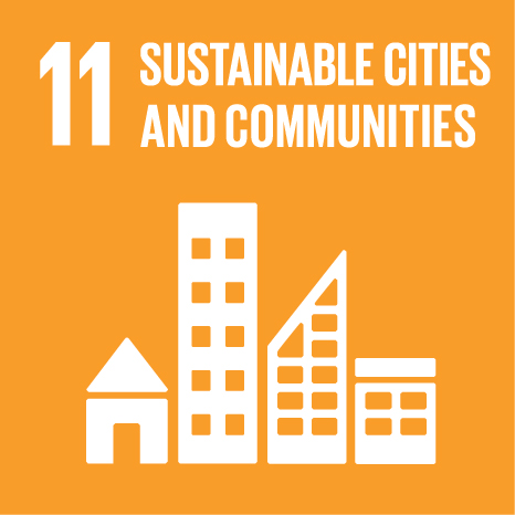 Icon and Link to the United Nations sustainable development goal page for Sustainable Cities and Communities